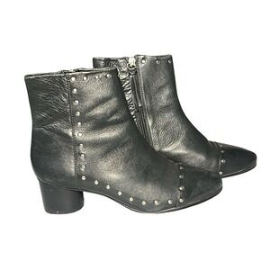 Rebecca Minkoff Womens Black Studded Leather Block Heel Ankle Boots Size 8M